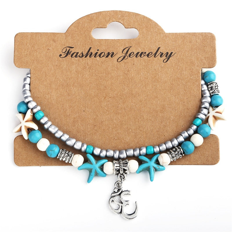 2020 Fashion Vintage Shell Anklet Beads Starfish Turtle Anklets For Women Handmade Sandal Statement Bracelet Foot Boho Jewelry