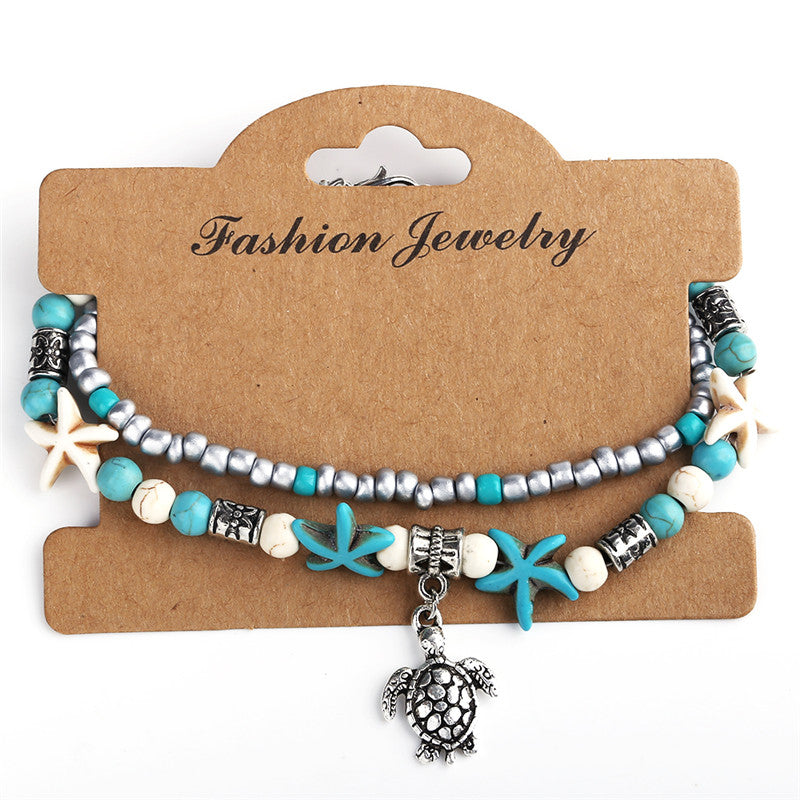 2020 Fashion Vintage Shell Anklet Beads Starfish Turtle Anklets For Women Handmade Sandal Statement Bracelet Foot Boho Jewelry