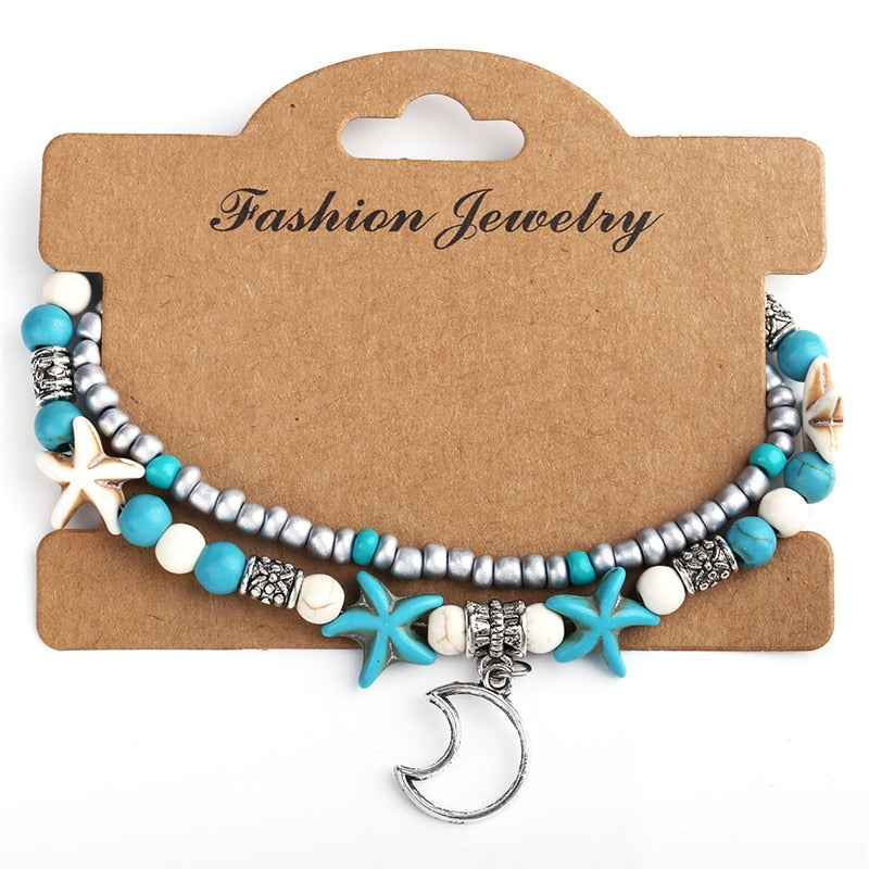 2020 Fashion Vintage Shell Anklet Beads Starfish Turtle Anklets For Women Handmade Sandal Statement Bracelet Foot Boho Jewelry