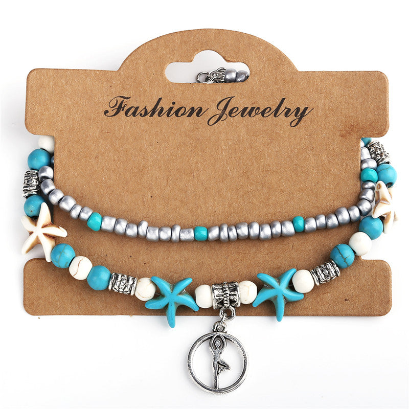 2020 Fashion Vintage Shell Anklet Beads Starfish Turtle Anklets For Women Handmade Sandal Statement Bracelet Foot Boho Jewelry