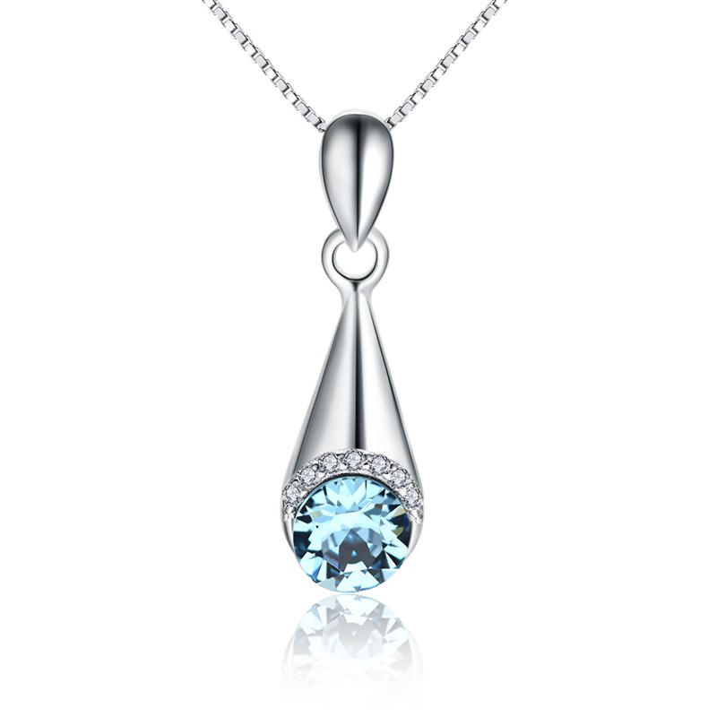 2020 Fashion Water Drop Pendant Necklace with White or Black AAA Austrian Cubic Zircon 925 Silver Chain For Women Jewelry