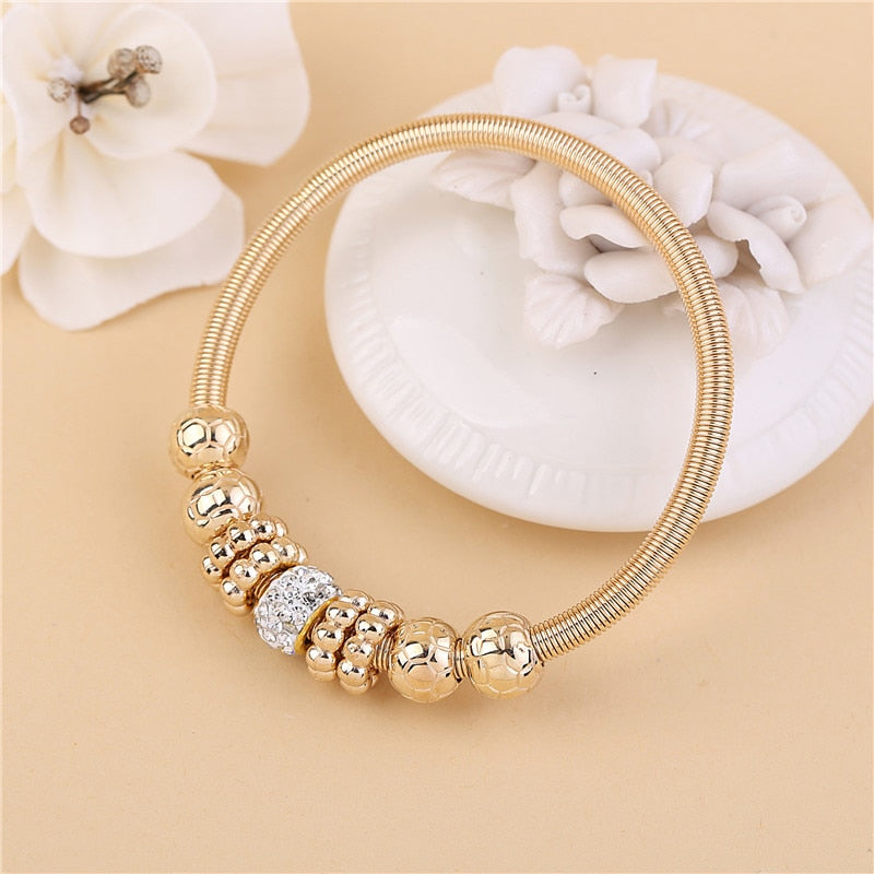 2020 Fashion Women Bracelet Gold Silver Crystal Alloy Beads Charm Bracelet For Women Fine Jewelry Original Bracelets Gift