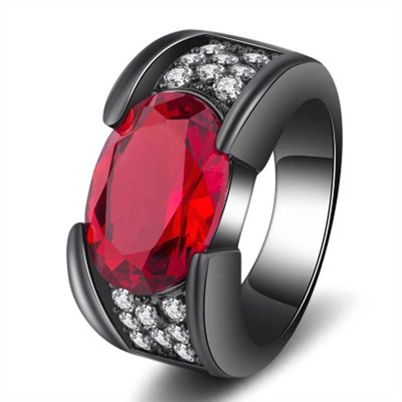 2020 Genuine Unique Austrian Color Silver Ring with Ruby Stones for Men Vintage Crystal Fashion Luxury Women Party Jewel