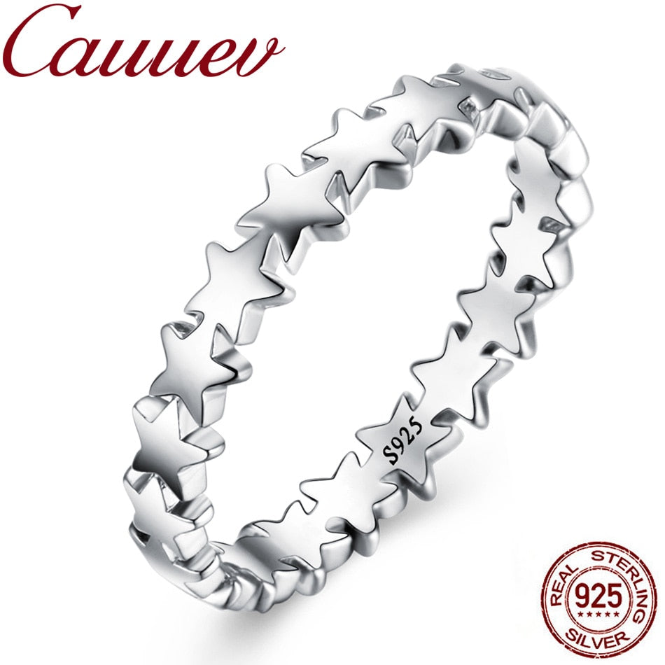 2020 HOT Fashion Star Trail Stackable Rings 100% Authentic 925 Sterling Silver Star Shape Finger Ring For Women Wedding Jewelry