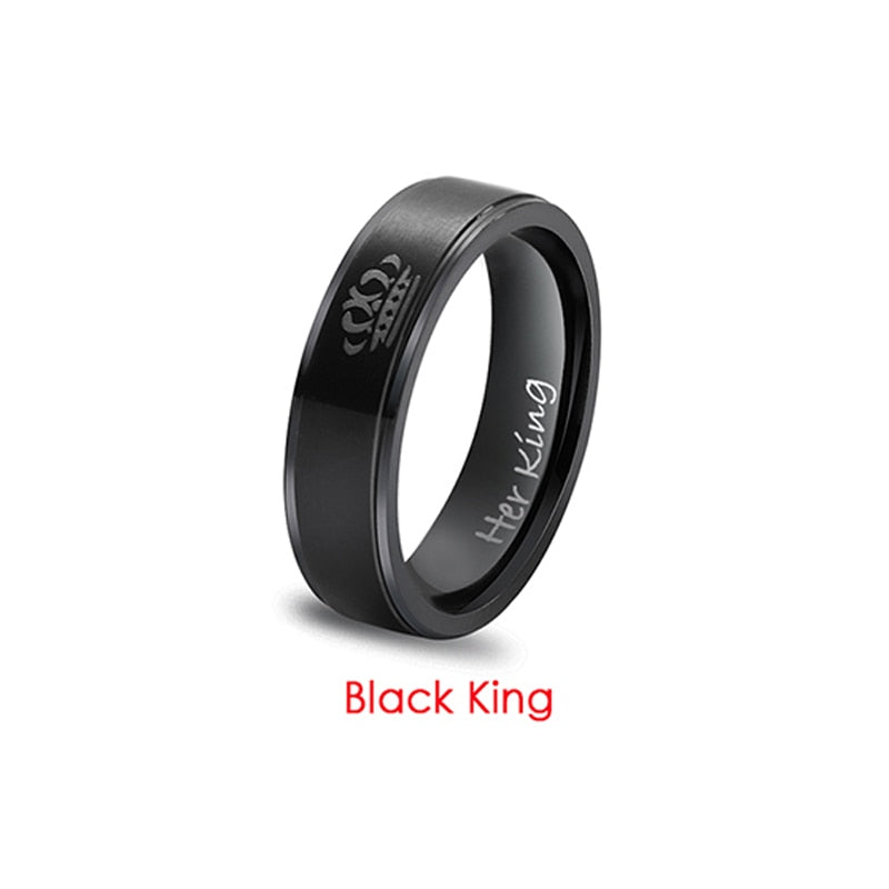 2020 Her King His Queen Crown Wedding Titanium Ring For Women Silver Black Rings For Men Engagement Ring Lover Couples Jewelry