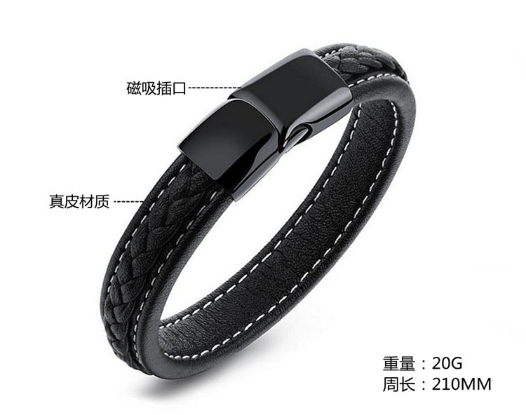 2020 Hot European Fashion Jewelry Bracelet Crystal from Swarovski Trend titanium steel leather bracelet Unisex