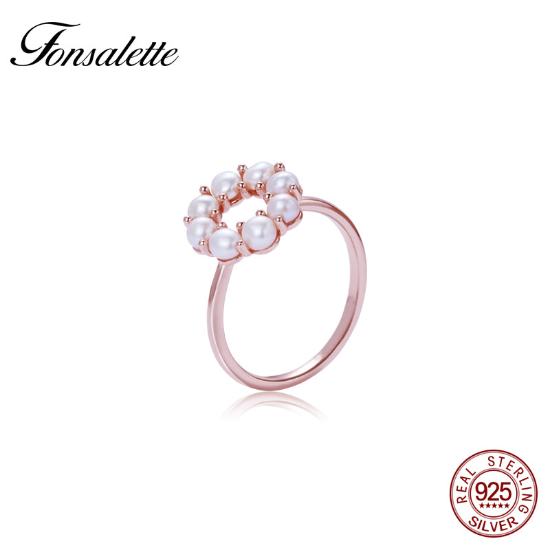 2020 Hot Fashion Real Pearl Jewelry Natural Pearl SunFlower Wedding pearl Ring For Women Gift zk40