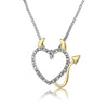 2020 Hot Gold and Silver Plated Love Heart Accent Devil Heart Pendant Necklaces Jewelry for Women Ladies Cute Crystal Gifts
