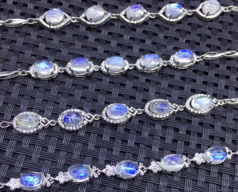 2020 Hot New Fashion 925 silver Amethyst moonstone inl Opening Bracelet Grape stone Women Citrine Jewelry Gift Women Bracelets