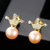 2020 Hot Sale Crown Natural Pearl Earrings Real Genuine Silver 925 Romantic Stud Earrings Fine Jewelry For Women Gift Wholesale