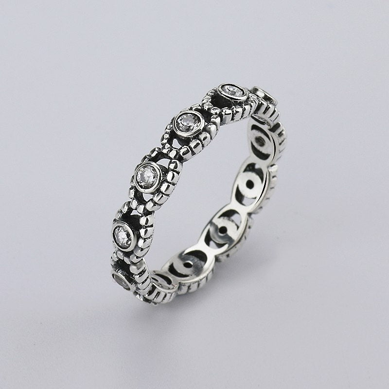 2020 Hot Sale Fashion jewelry Real Pave Setting Compatible With pan Plant Trendy Sale Authentic 925 Retro Finger Ring