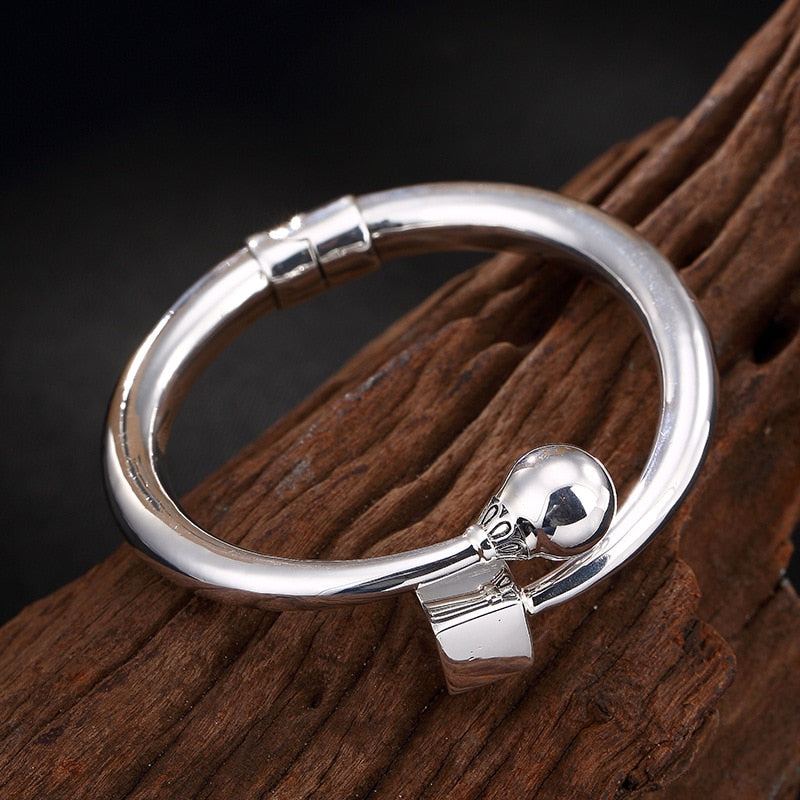 2020 Hot Sale Real No Bangle S990 Fine Square Round Contracted Fashion High-grade Ladies Bracelet Wholesale Sterling Openings