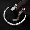 2020 Hot Sale S990 Fine Silver Carp Lotus Hetian Jade Bai Yuling Restoring Ancient Ways Ms LAN Tassel Bracelet Wholesale