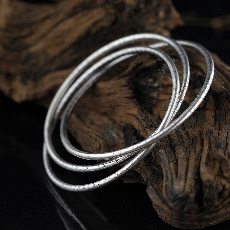 2020 Hot Sale Top Fashion Women Bangle Thai Ornaments Of Ms Matte Pure Manual Three Serial Sutra Bracelet Buddhist Supplies