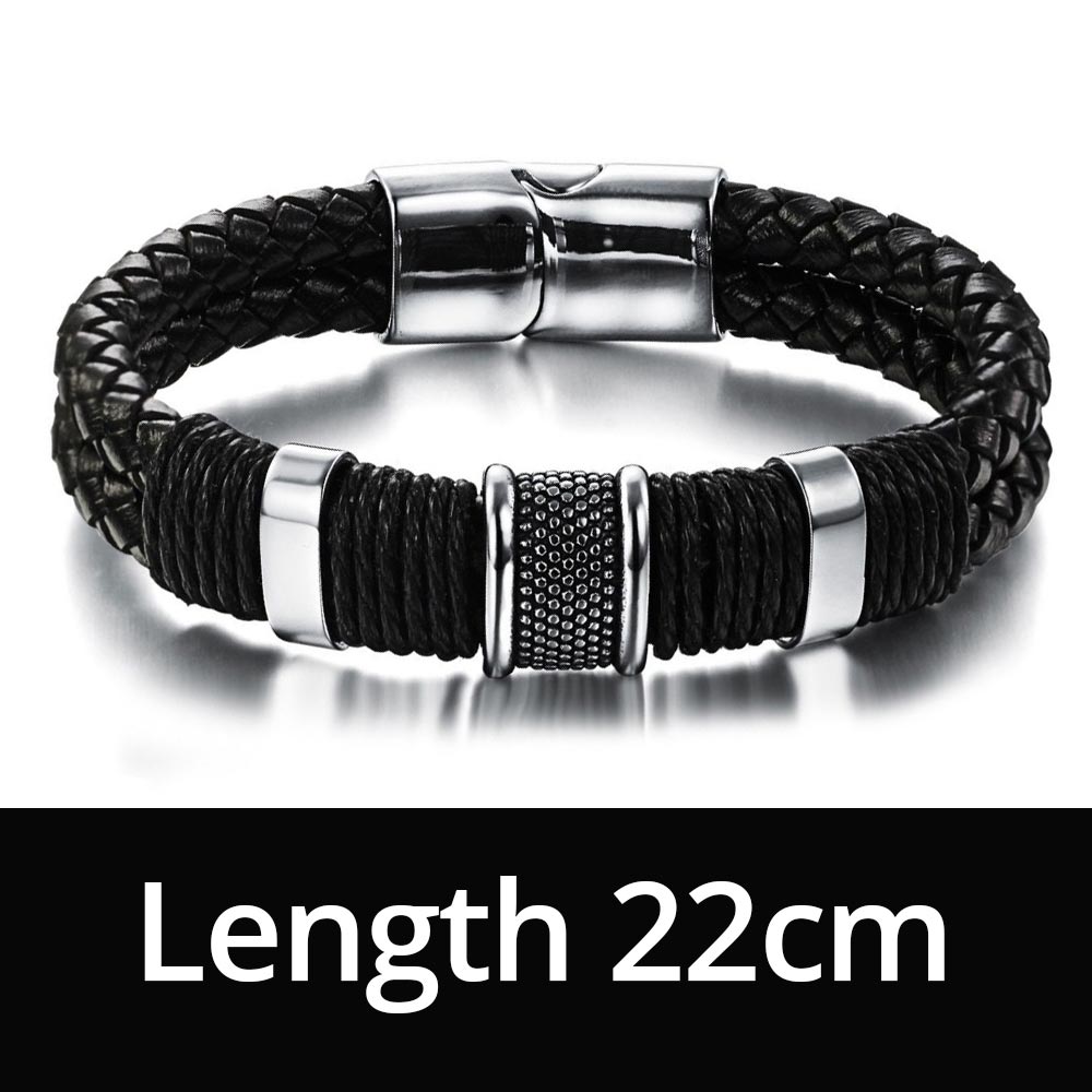 2020 Hot Selling Handmade Genuine Leather Weaved Double Layer Man Bracelets Casua Bicycle Motorcycle Delicate Co Men Jewelry