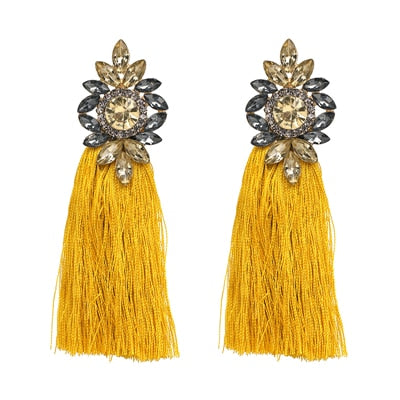 2020   9 Colors Long Tassel Earrings For Women Crystal Drop Earrings For Wedding Fashion Statement Jewelry Wholesale 30
