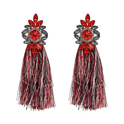 2020   9 Colors Long Tassel Earrings For Women Crystal Drop Earrings For Wedding Fashion Statement Jewelry Wholesale 30