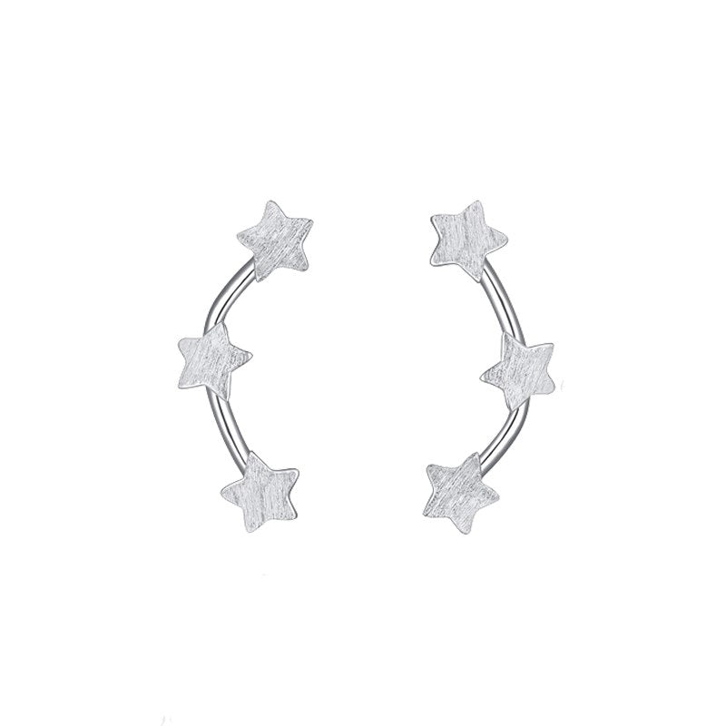 2020 925 Sterling Silver 3 Love Heart/Star/Round Earrings Ear Crawlers Sweep Bridal 1 Pair Stud Earrings for Womens Gift