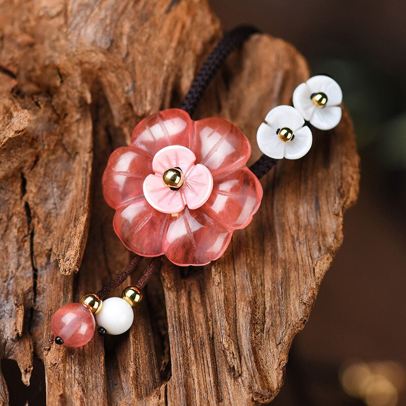 2021 Latest summer Vintage pink Chokers necklaces,shell flower Ethnic necklace,natural watermelon crystal stone nacklace