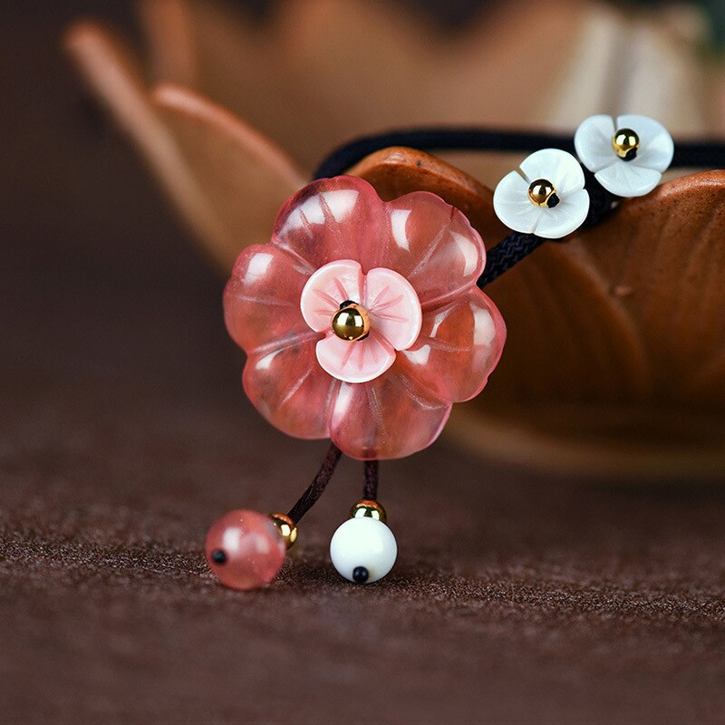 2021 Latest summer Vintage pink Chokers necklaces,shell flower Ethnic necklace,natural watermelon crystal stone nacklace