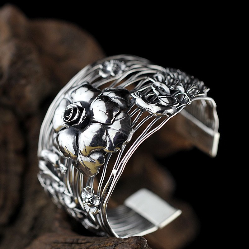 2020 Limited New Bangle Character Product Fine Sterling Jewelry National Atmospheric Wind Pure Handmade Ms Peacock Bracelet