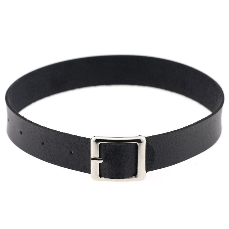 2020 Limited New Collares Collier Punk Belt Choker Necklace Pu Leather Square Buckle Short Necklaces For Women Neck Jewelry
