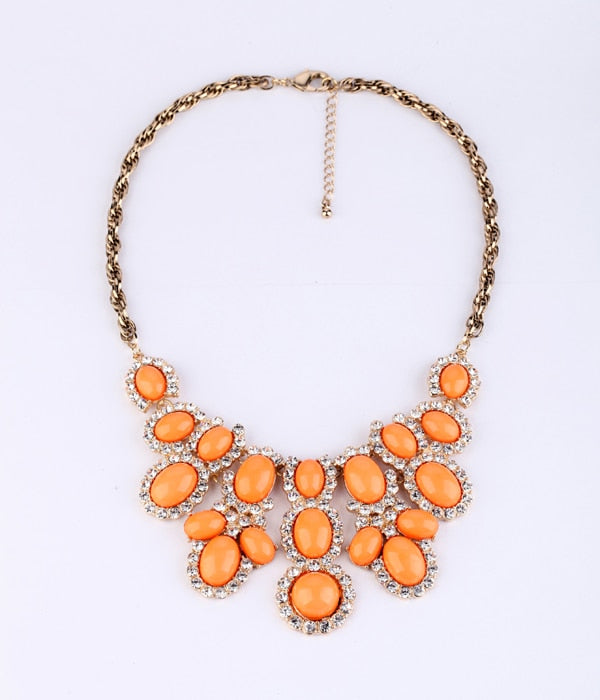 Physick-brief-fashion-accessories-orange-big-gem-necklace-female-short-design