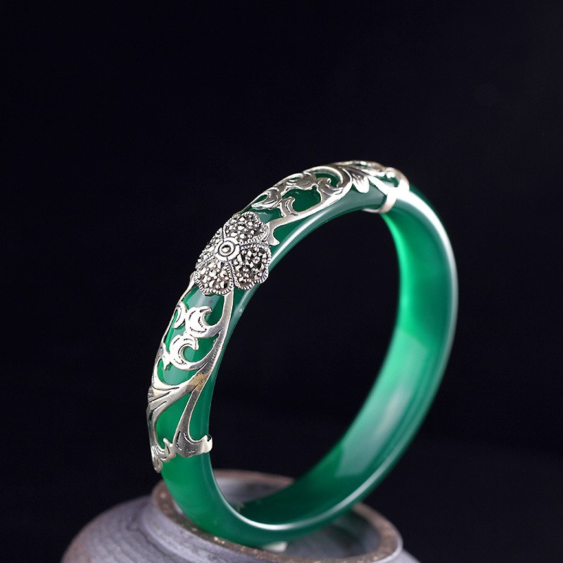 2020 Limited Real No Bangle Items S925 Pure Ornaments Of Classic Thai Ms Chrysoprase Clovers Bracelet Hand Act The Role Ofing