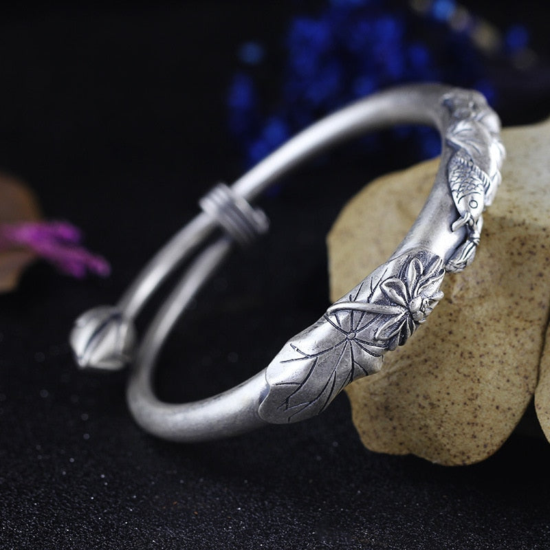 2020 Limited Sale Women Armbanden Voor Vrouwen Lotus Fine Bracelet Ms Matte Pure Manual Push-pull National Wind Net Zen Full