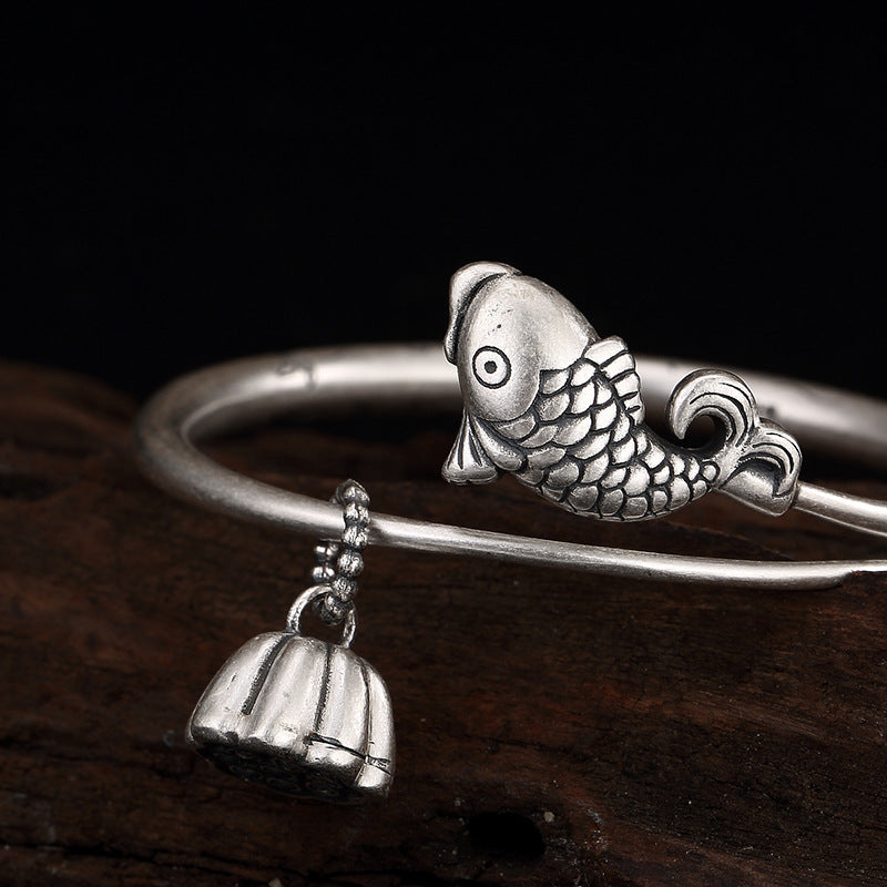 2020 Limited Offer Women Bangle S990 Fine Carp Restoring Ancient Ways Ms Lotus Bracelet Adjustable Wholesale High-grade