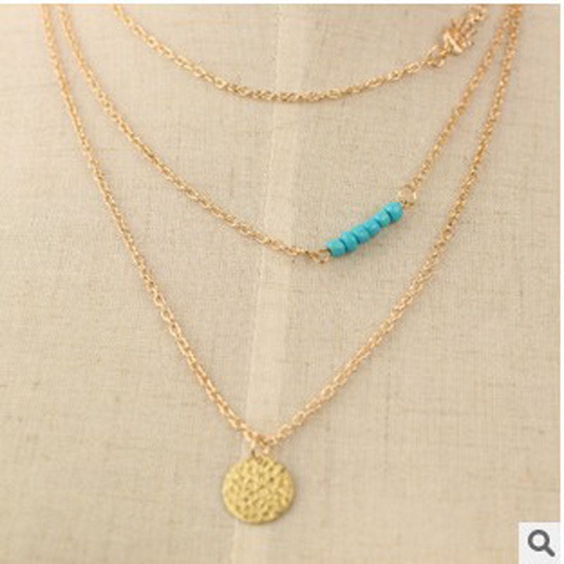 Bohemia Ethnic Style Charms Suspension Necklace for Women Beads Statement Vintage Pendants Choker Necklace Jewelry