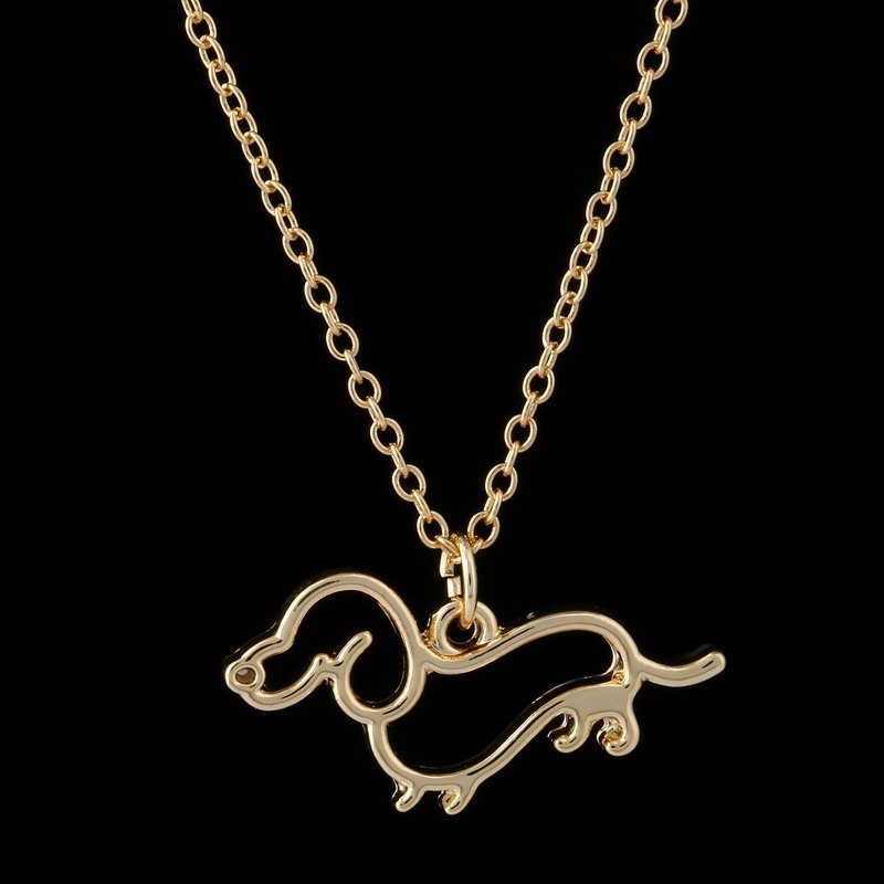 2020 Lovely Cute Little Puppy Dog Pendant Necklace Rose Gold Silver Gold Dachshund Necklace Good Quality Pet Lovers Jewelry