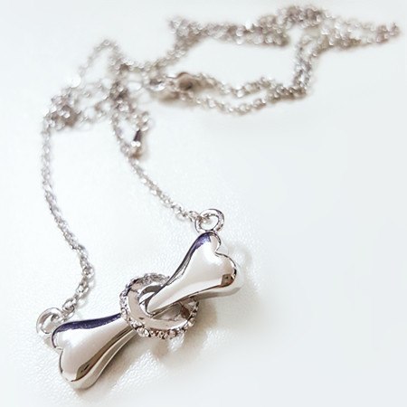 2020 Lovely Paw crystal silver dog bone pendant necklace Doggie Puppy Pet animal lover fine jewelry
