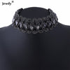 2021  Punk Flower Crystal Rhinestone Choker Collar Women Gold Silver Color Necklace Statement Wedding Chocker Jewelry Gift