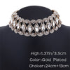 2021  Punk Flower Crystal Rhinestone Choker Collar Women Gold Silver Color Necklace Statement Wedding Chocker Jewelry Gift
