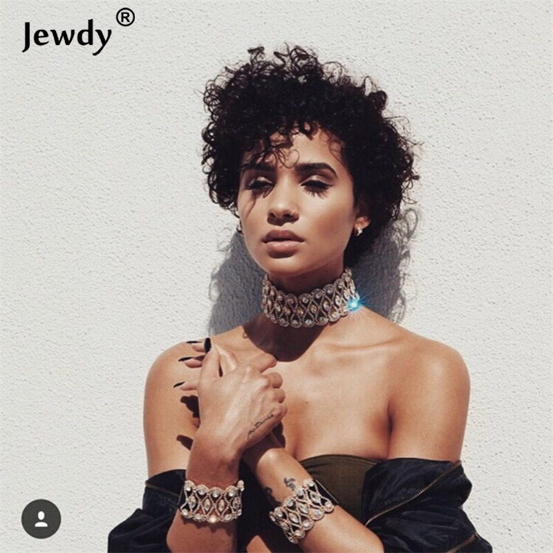 2021  Punk Flower Crystal Rhinestone Choker Collar Women Gold Silver Color Necklace Statement Wedding Chocker Jewelry Gift