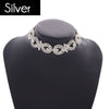 2021  Punk Flower Crystal Rhinestone Choker Collar Women Gold Silver Color Necklace Statement Wedding Chocker Jewelry Gift