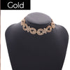 2021  Punk Flower Crystal Rhinestone Choker Collar Women Gold Silver Color Necklace Statement Wedding Chocker Jewelry Gift