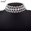 2021  Punk Flower Crystal Rhinestone Choker Collar Women Gold Silver Color Necklace Statement Wedding Chocker Jewelry Gift