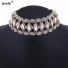 2021  Punk Flower Crystal Rhinestone Choker Collar Women Gold Silver Color Necklace Statement Wedding Chocker Jewelry Gift