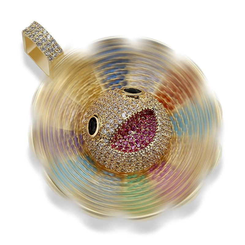 2021 Men Hip hop Iced out bling Sun flower shape pendant necklaces rotatable popular Charm Necklace Hiphop jewelry gifts