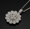 2021 Men Hip hop Iced out bling Sun flower shape pendant necklaces rotatable popular Charm Necklace Hiphop jewelry gifts