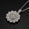 2021 Men Hip hop Iced out bling Sun flower shape pendant necklaces rotatable popular Charm Necklace Hiphop jewelry gifts