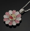 2021 Men Hip hop Iced out bling Sun flower shape pendant necklaces rotatable popular Charm Necklace Hiphop jewelry gifts