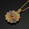 2021 Men Hip hop Iced out bling Sun flower shape pendant necklaces rotatable popular Charm Necklace Hiphop jewelry gifts