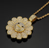 2021 Men Hip hop Iced out bling Sun flower shape pendant necklaces rotatable popular Charm Necklace Hiphop jewelry gifts