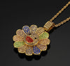2021 Men Hip hop Iced out bling Sun flower shape pendant necklaces rotatable popular Charm Necklace Hiphop jewelry gifts