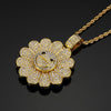 2021 Men Hip hop Iced out bling Sun flower shape pendant necklaces rotatable popular Charm Necklace Hiphop jewelry gifts