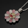 2021 Men Hip hop Iced out bling Sun flower shape pendant necklaces rotatable popular Charm Necklace Hiphop jewelry gifts
