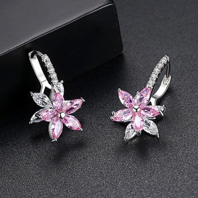 2020 NEW Europe 4 Colors Crystal from Austrian Simple Zircon Flower Earrings earrings for Women and female Fine jewelry